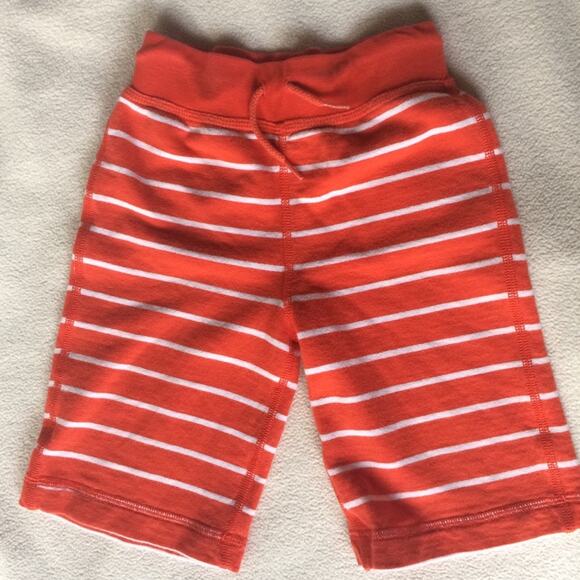 Hanna Andersson Boy Shorts Cotton Stripes Orange White Drawstring Waist Size 4 - Picture 1 of 2